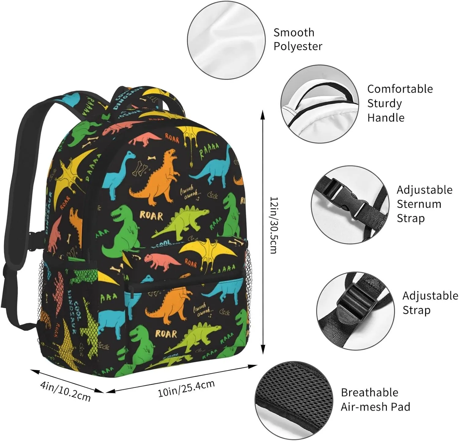 Kid's Mini Backpack 12 inch Childish Doodles Dinosaur Backpack Schoolbag Preschool Kindergarten Children Bag Nursery Travel Bag for Toddler Boys Girls Age 3-7