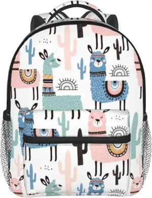 Kid's Mini Backpack 12 inch Funny Kids Cartoon Animals Colorful Llama Cactus Backpack Schoolbag Preschool Kindergarten Children Bag Nursery Travel Bag for Toddler Boys Girls Age 3-7