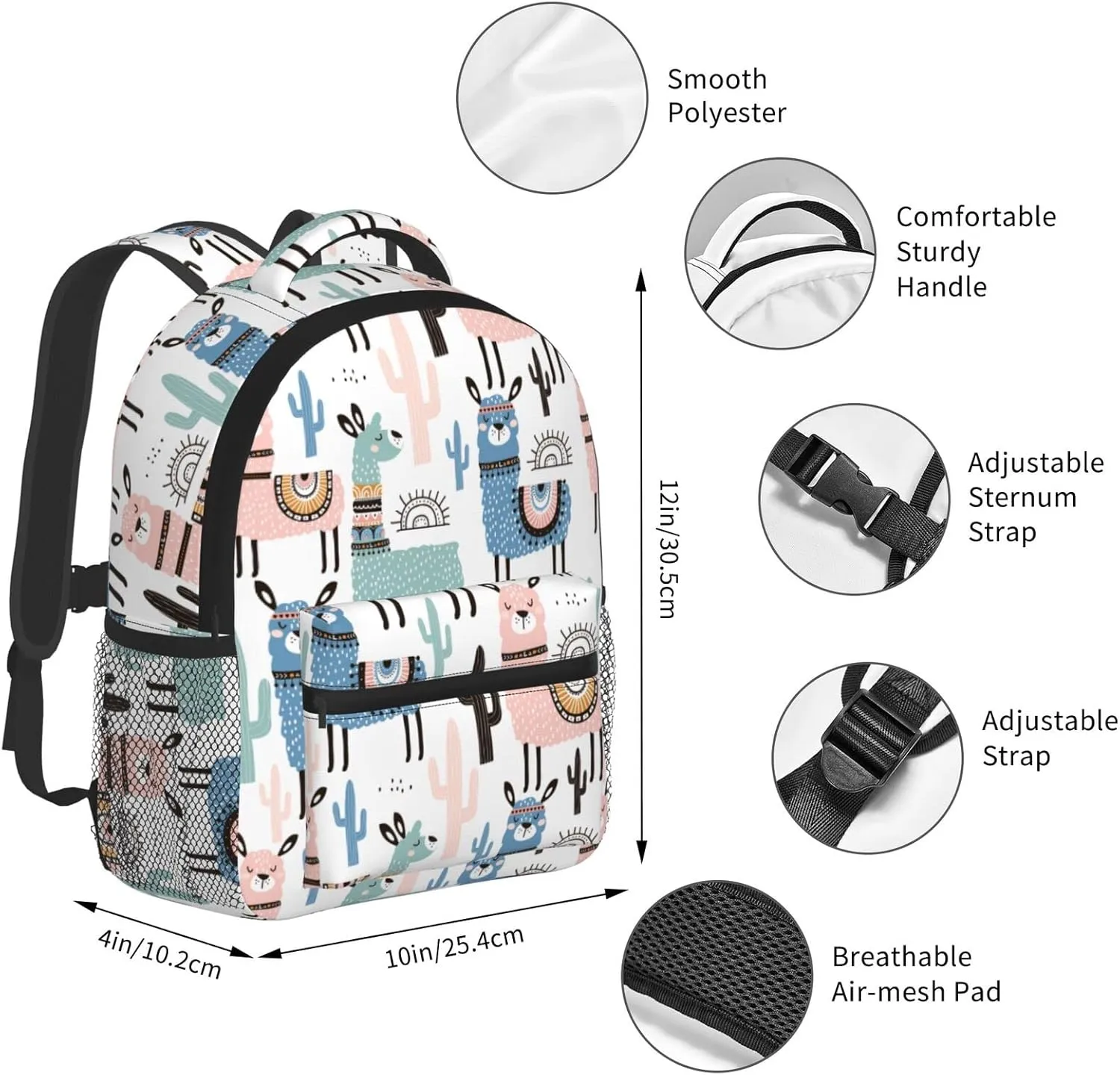 Kid's Mini Backpack 12 inch Funny Kids Cartoon Animals Colorful Llama Cactus Backpack Schoolbag Preschool Kindergarten Children Bag Nursery Travel Bag for Toddler Boys Girls Age 3-7