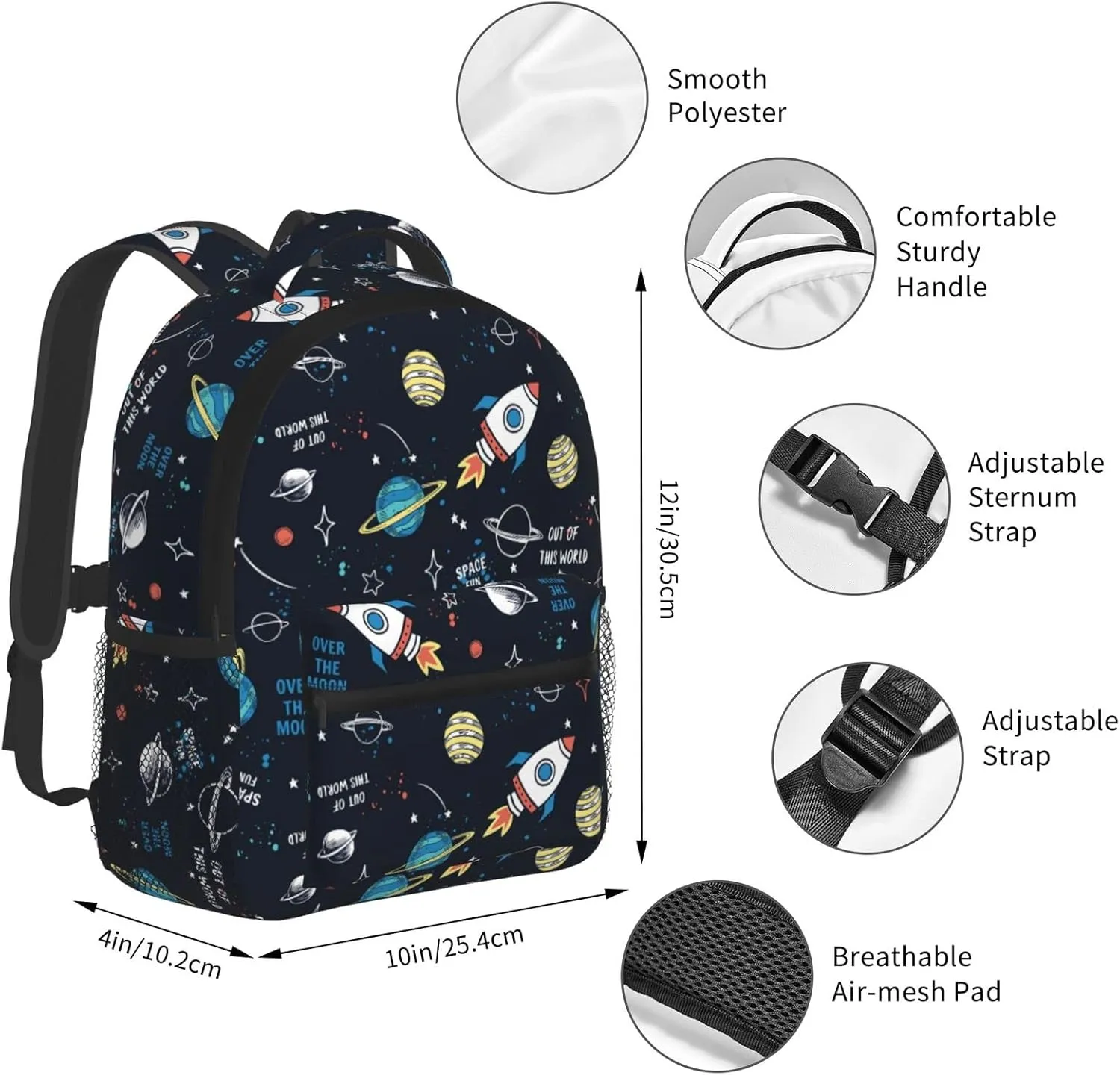 Kid's Mini Backpack 12 inch Space Rocket Universe Galaxy Backpack Schoolbag Preschool Kindergarten Children Bag Nursery Travel Bag for Toddler Boys Girls Age 3-7