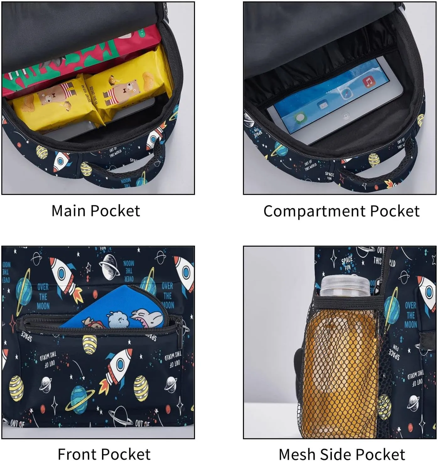 Kid's Mini Backpack 12 inch Space Rocket Universe Galaxy Backpack Schoolbag Preschool Kindergarten Children Bag Nursery Travel Bag for Toddler Boys Girls Age 3-7