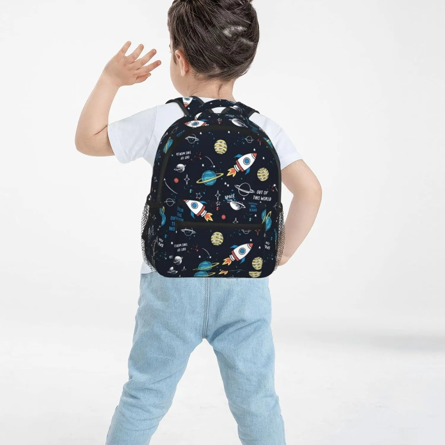 Kid's Mini Backpack 12 inch Space Rocket Universe Galaxy Backpack Schoolbag Preschool Kindergarten Children Bag Nursery Travel Bag for Toddler Boys Girls Age 3-7