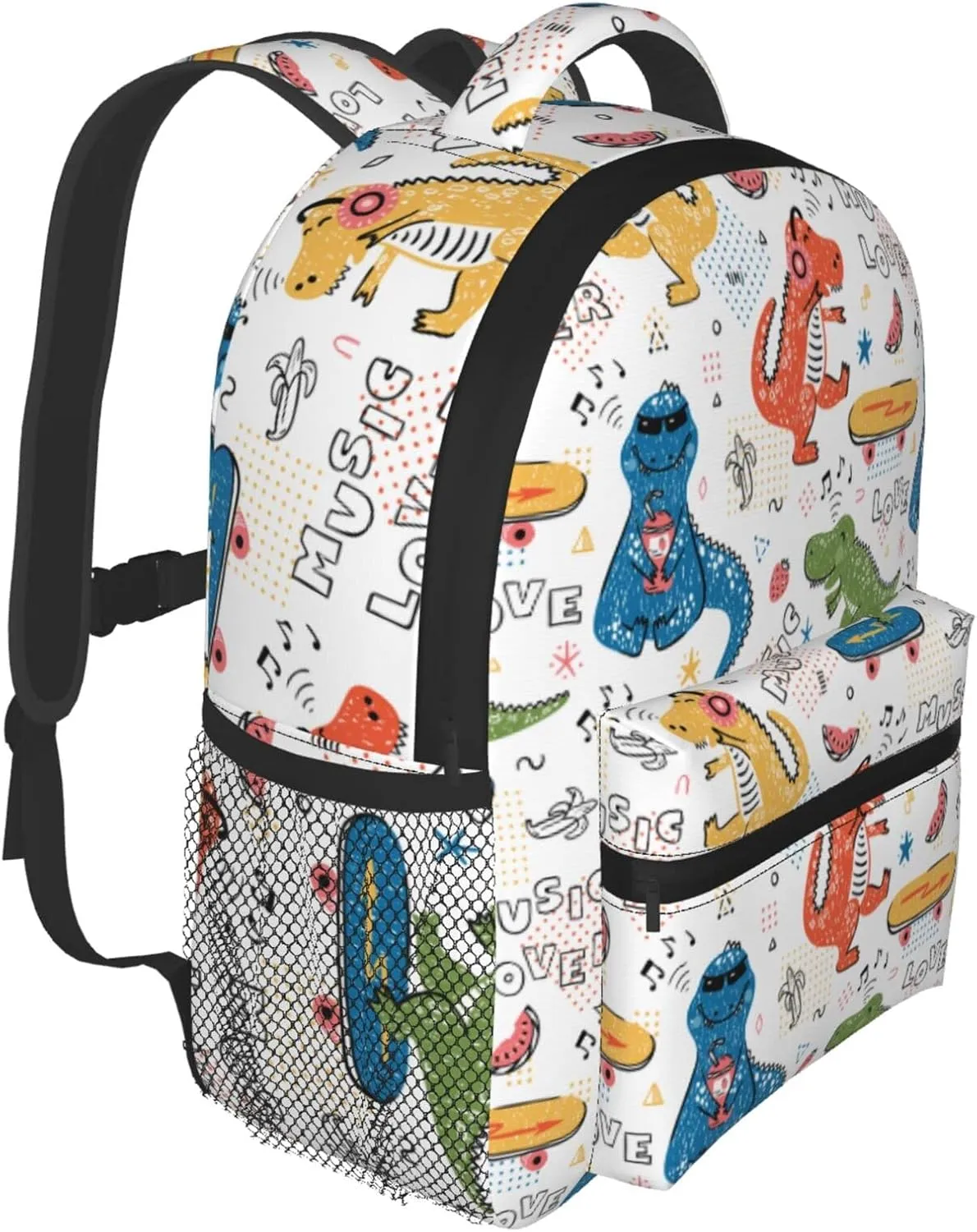 Kid's Mini Backpack 12 inch White Dinosaur Backpack Schoolbag Preschool Kindergarten Children Bag Nursery Travel Bag for Toddler Boys Girls Age 3-7