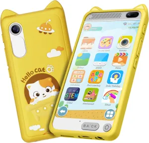 Kids Phone, 3.97" Touchscreen Toddler Smartphone Learning Toys, Fake Play Toy Phone with Music Player Educational Games，Christmas Birthday Gifts for Girls Age 3-12, 8G SD Card（Yelllow）