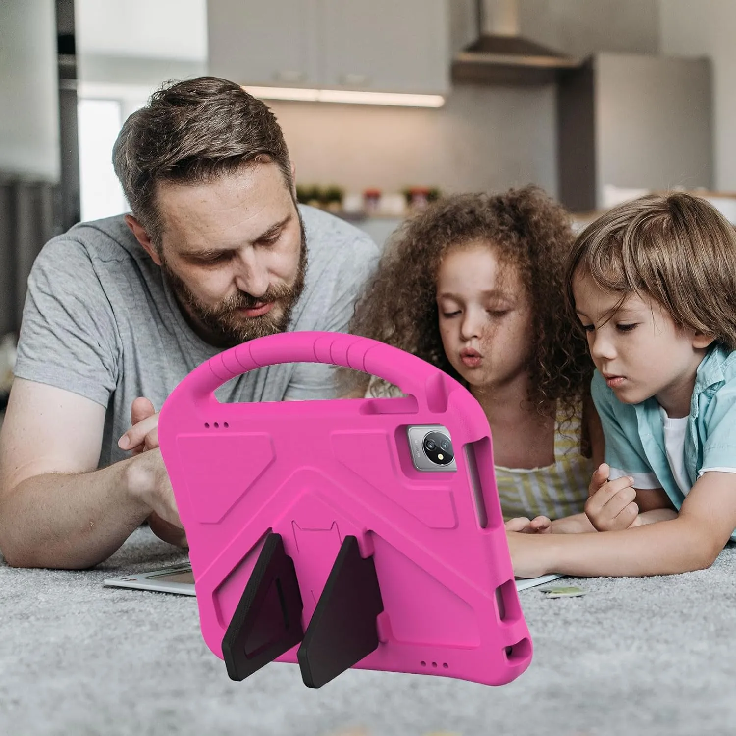 Kids Universal Case for Blackview Tab 8 WiFi 10.1 inch 2023, EVA Foam Stand Handle Cover for Blackview Tab 7 WiFi/OSCAL Pad 60/ DragonTouch Notepad 102/ Teclast P40HD 10.1" Tablets - Hot Pink