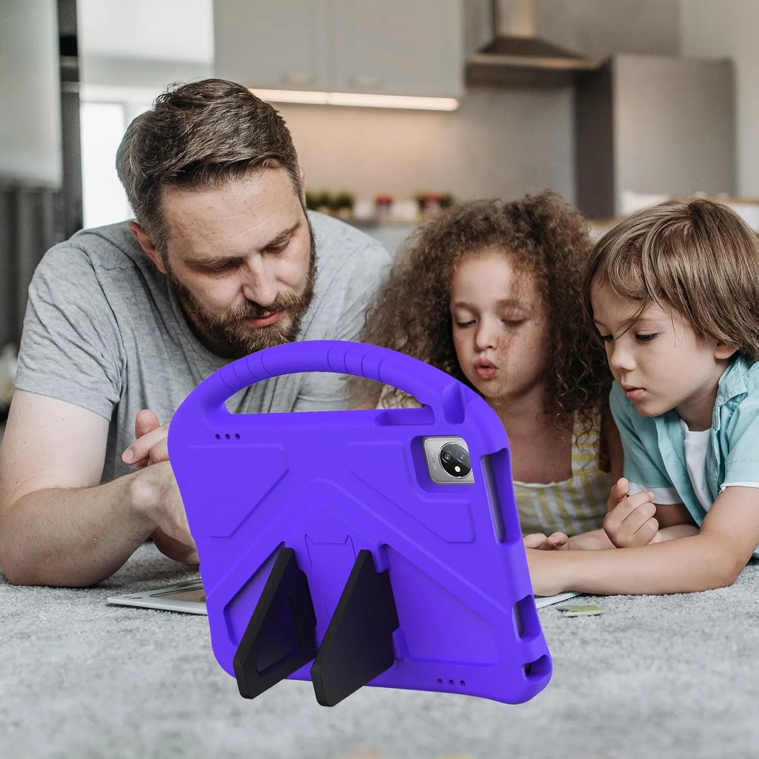 Kids Universal Case for Blackview Tab 8 WiFi 10.1 inch 2023, EVA Foam Stand Handle Cover for Blackview Tab 7 WiFi/OSCAL Pad 60/ DragonTouch Notepad 102/ Teclast P40HD 10.1" Tablets - Purple