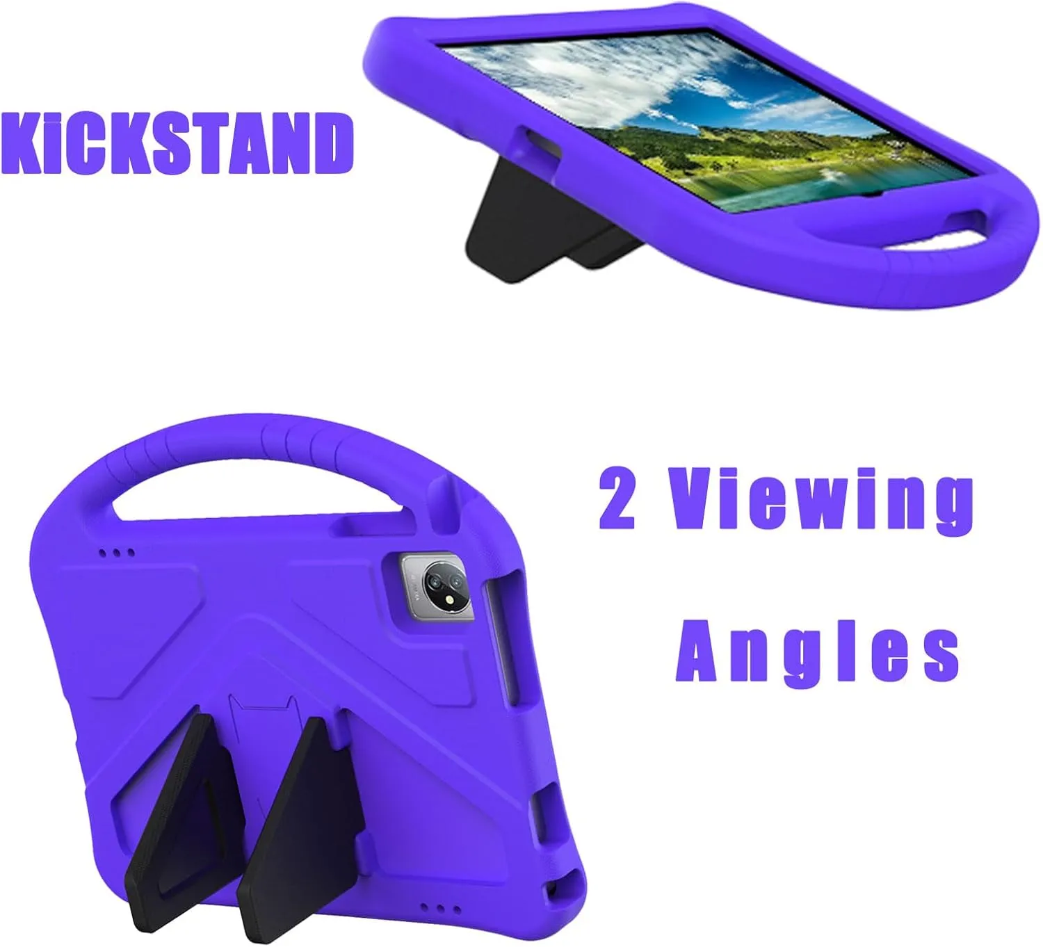 Kids Universal Case for Blackview Tab 8 WiFi 10.1 inch 2023, EVA Foam Stand Handle Cover for Blackview Tab 7 WiFi/OSCAL Pad 60/ DragonTouch Notepad 102/ Teclast P40HD 10.1" Tablets - Purple