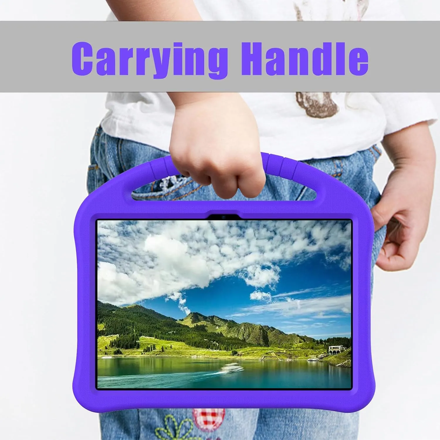 Kids Universal Case for Blackview Tab 8 WiFi 10.1 inch 2023, EVA Foam Stand Handle Cover for Blackview Tab 7 WiFi/OSCAL Pad 60/ DragonTouch Notepad 102/ Teclast P40HD 10.1" Tablets - Purple