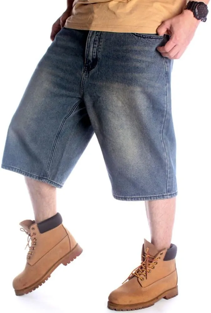 Kinghua Baggy Jean Shorts for Men Casual Loose Fit Hip Hop Denim Shorts