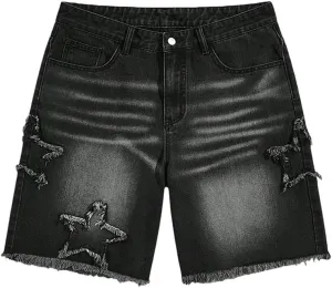 Kinghua Mens Baggy Jean Shorts Casual Loose Fit Hip Hop Streetwear Y2k Denim Shorts
