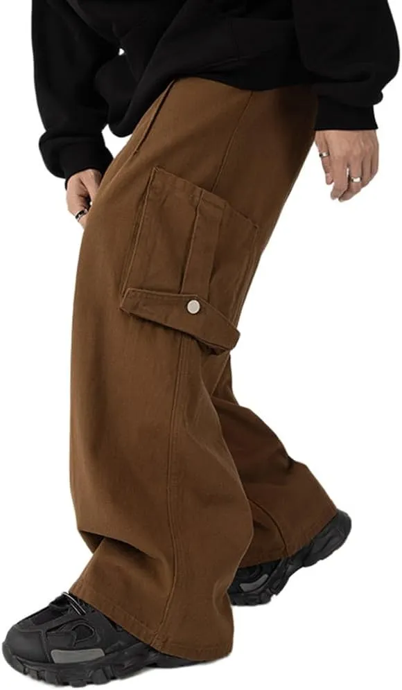 Kinghua Mens Baggy Jeans Casual Loose Fit Wide Leg Hip Hop Skater Y2k Denim Pants