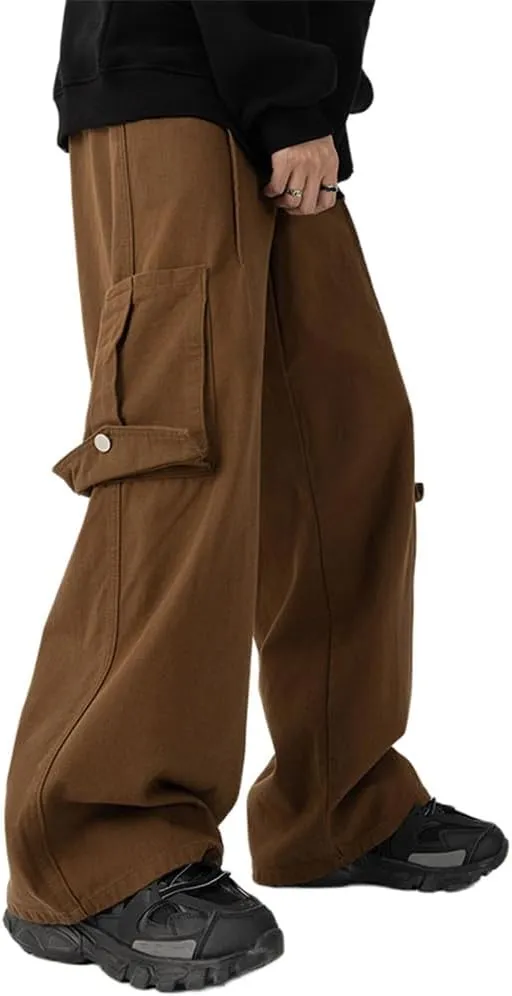 Kinghua Mens Baggy Jeans Casual Loose Fit Wide Leg Hip Hop Skater Y2k Denim Pants