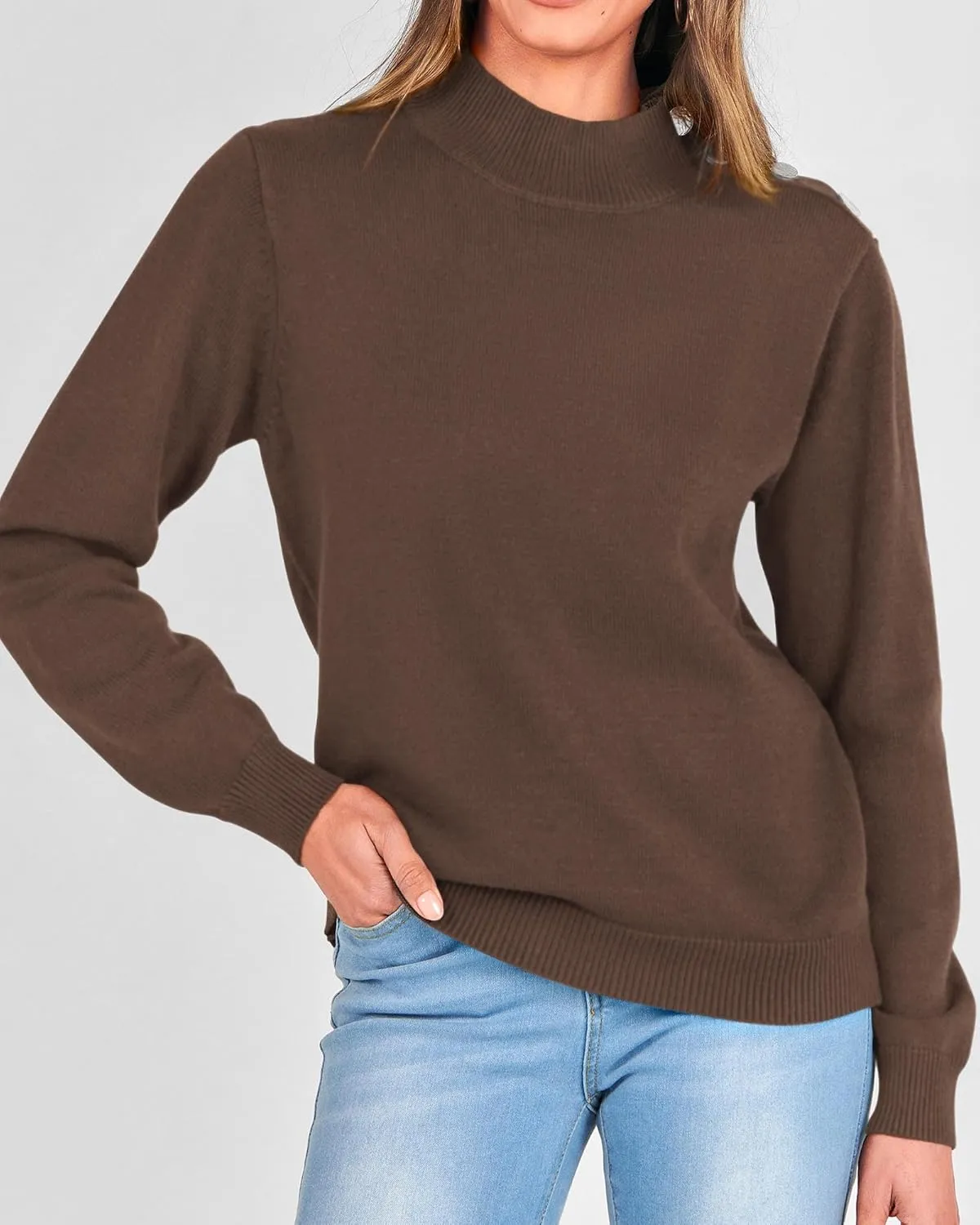 KIRUNDO Women's 2025 Fall Winter Long Sleeve Knit Sweater Turtleneck Striped Loose Pullover Tops Deco with Metal Buttons