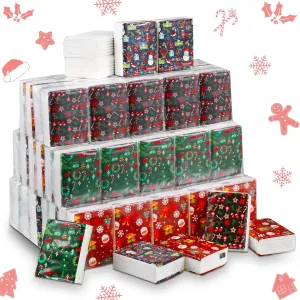 Kisston 120 Pack Christmas Pocket Tissues Bulk 3 Ply Individual Facial Tissues Travel Size Tissue Packs for Guests Christmas Holiday Stocking Stuffers Winter 840 Sheets(Snowman Gingerbread Series)