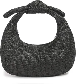 Knotted Straw Clutch Purse Bow Summer Beach Bag Dumpling Evening Handbag