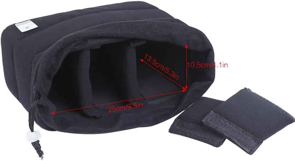 Koolertron Shockproof Camera Photo Bag for SLR TLR Camera Insert Partition Padded Case,Support SLR Camera Bag,Can be Put Directly Into the Bag,Liner Bag With Freely Adjustable Compartment(Black)