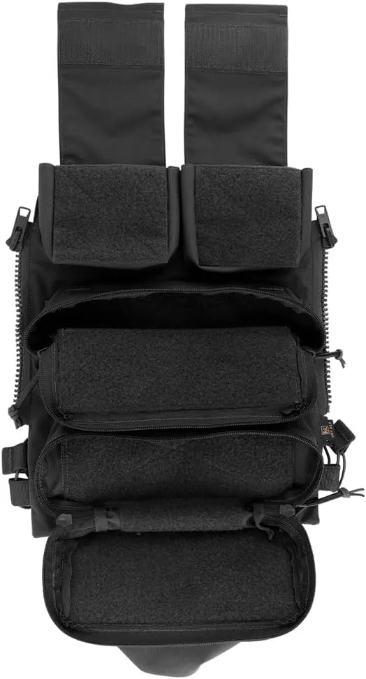 KRYDEX Tactical Modular Zip On Backpack for Vest JPC2.0 CPC AVS Zipper Molle Back Panel (BK)