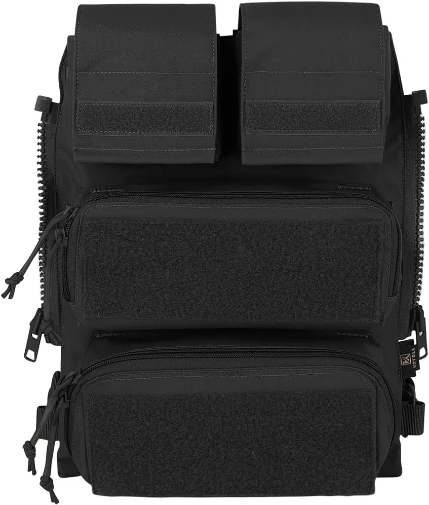 KRYDEX Tactical Modular Zip On Backpack for Vest JPC2.0 CPC AVS Zipper Molle Back Panel (BK)