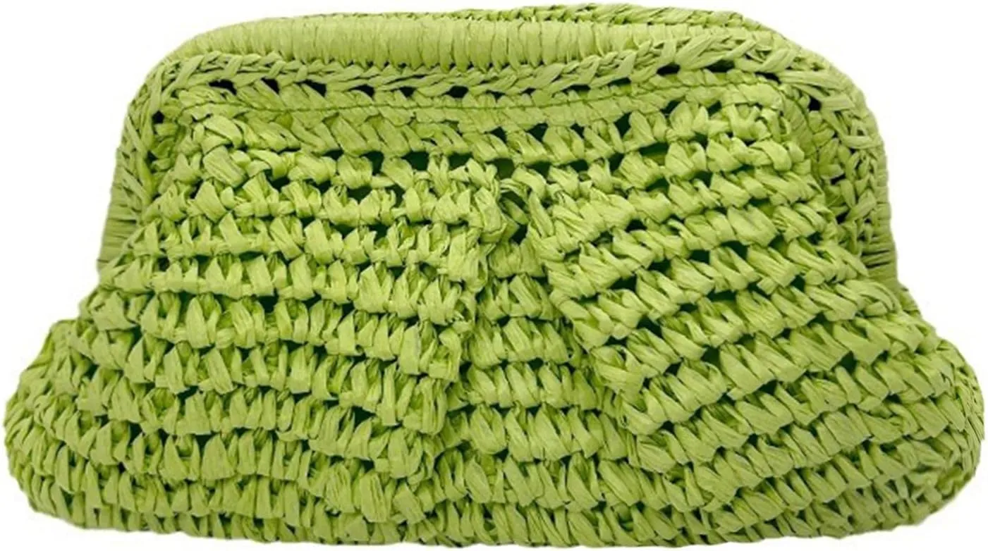 Kseymeir Straw Clutch Purse for Women, Summer Shoulder Crossbody Bag Cloud Pouch Beach Tote Handbag