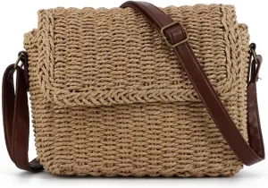 KUANG! Straw Bag for Women Summer Woven Beach Handbag Clutch Crossbody Shoulder Bags