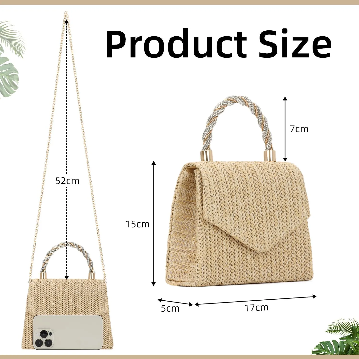 KUANG! Summer Straw Purse for Women Woven Straw Clutch Handbag Shoulder Evening Purse Party Beach Tote Bag