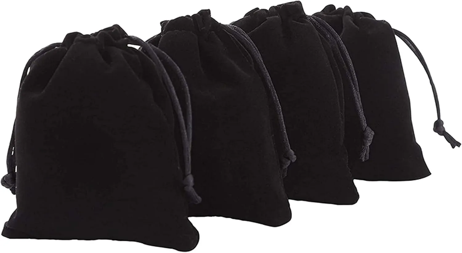 KUPOO 50 Pieces Wholesale Lot - Velvet Cloth Jewelry Pouches/Drawstring Bags 4" X 3" (black)