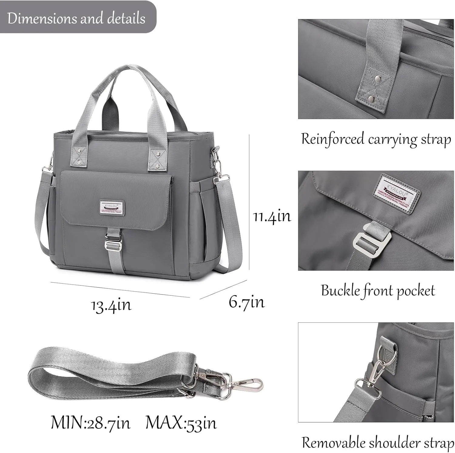 KYALOU Medium Tote Purse Bag for Women, Nurse Bag for Work, Teacher Tote Bag, Waterproof Nylon Crossbody Handbag