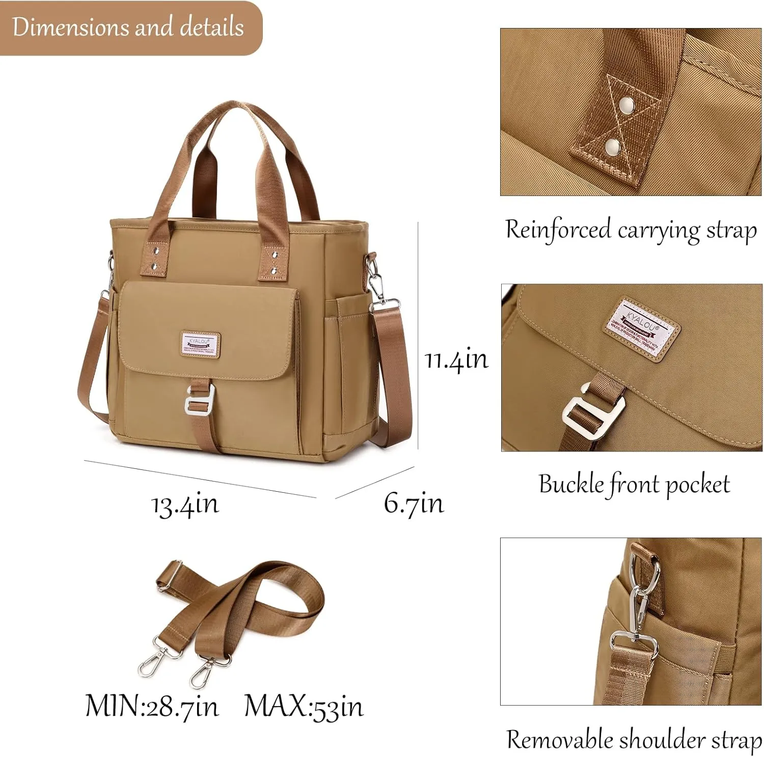 KYALOU Medium Tote Purse Bag for Women, Nurse Bag for Work, Teacher Tote Bag, Waterproof Nylon Crossbody Handbag