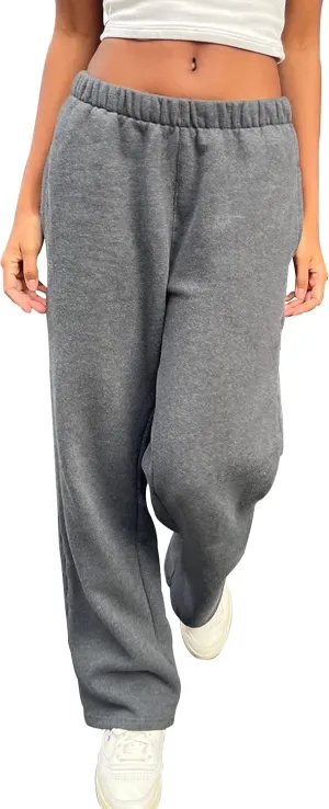 Labolliy Women Sweatpants Elastic High Waisted Slant Pocket Workout Active Bottom Joggers