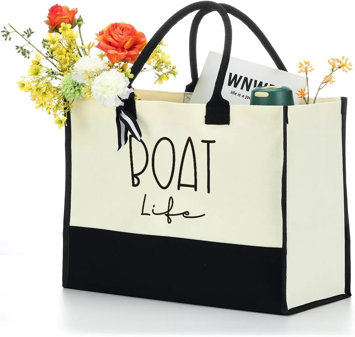 Lake Life Tote Bag for Women Waterproof Personalized Beach Bag Canvas Bag Funny Lake Girls Bag Trip Gifts