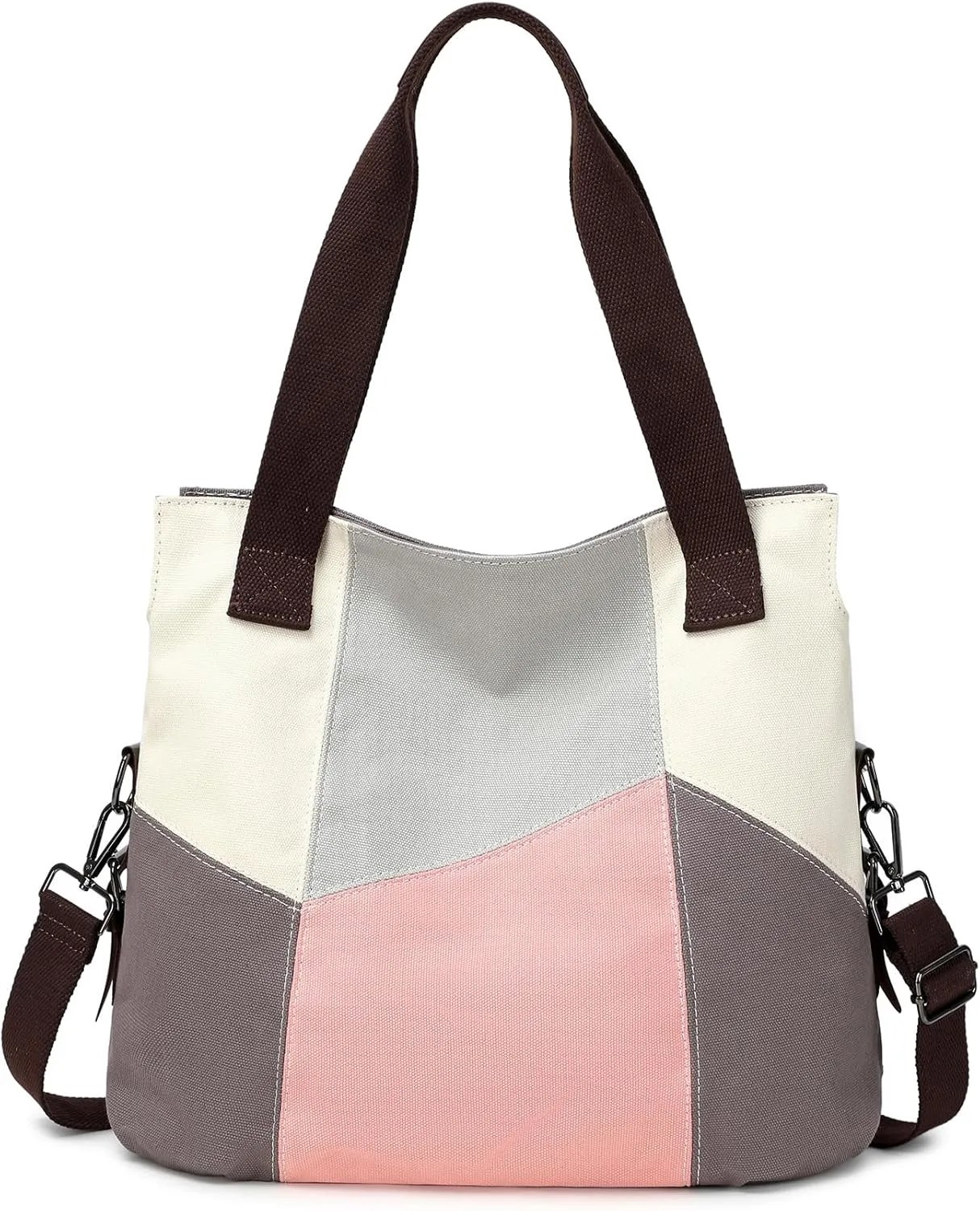 LAKE OF FIRE Women's Canvas Handbags Tote Purse for Work,Medium Casual Multi Pocket Crossbody Tote Bag with Shoulder Strap