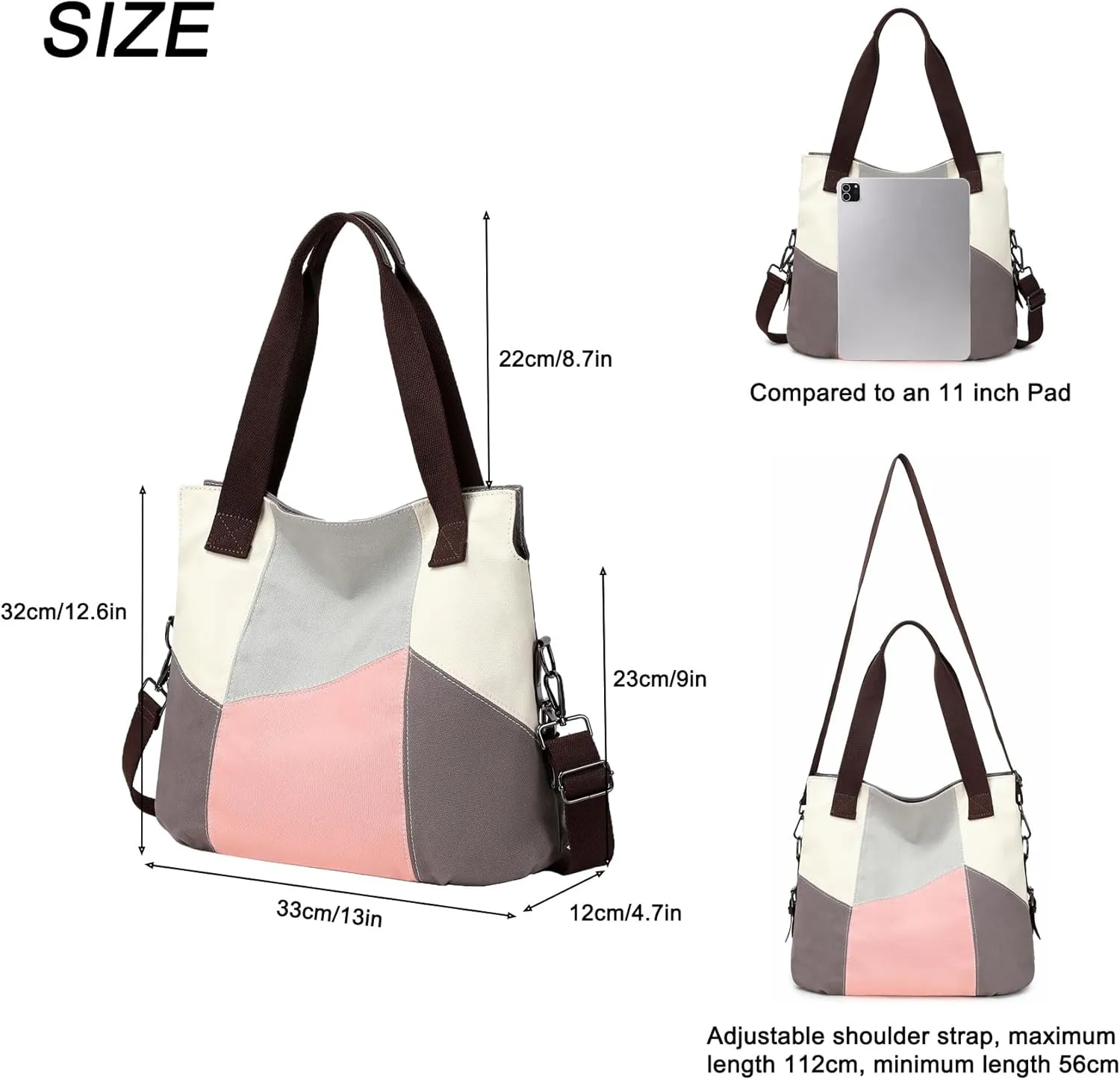 LAKE OF FIRE Women's Canvas Handbags Tote Purse for Work,Medium Casual Multi Pocket Crossbody Tote Bag with Shoulder Strap
