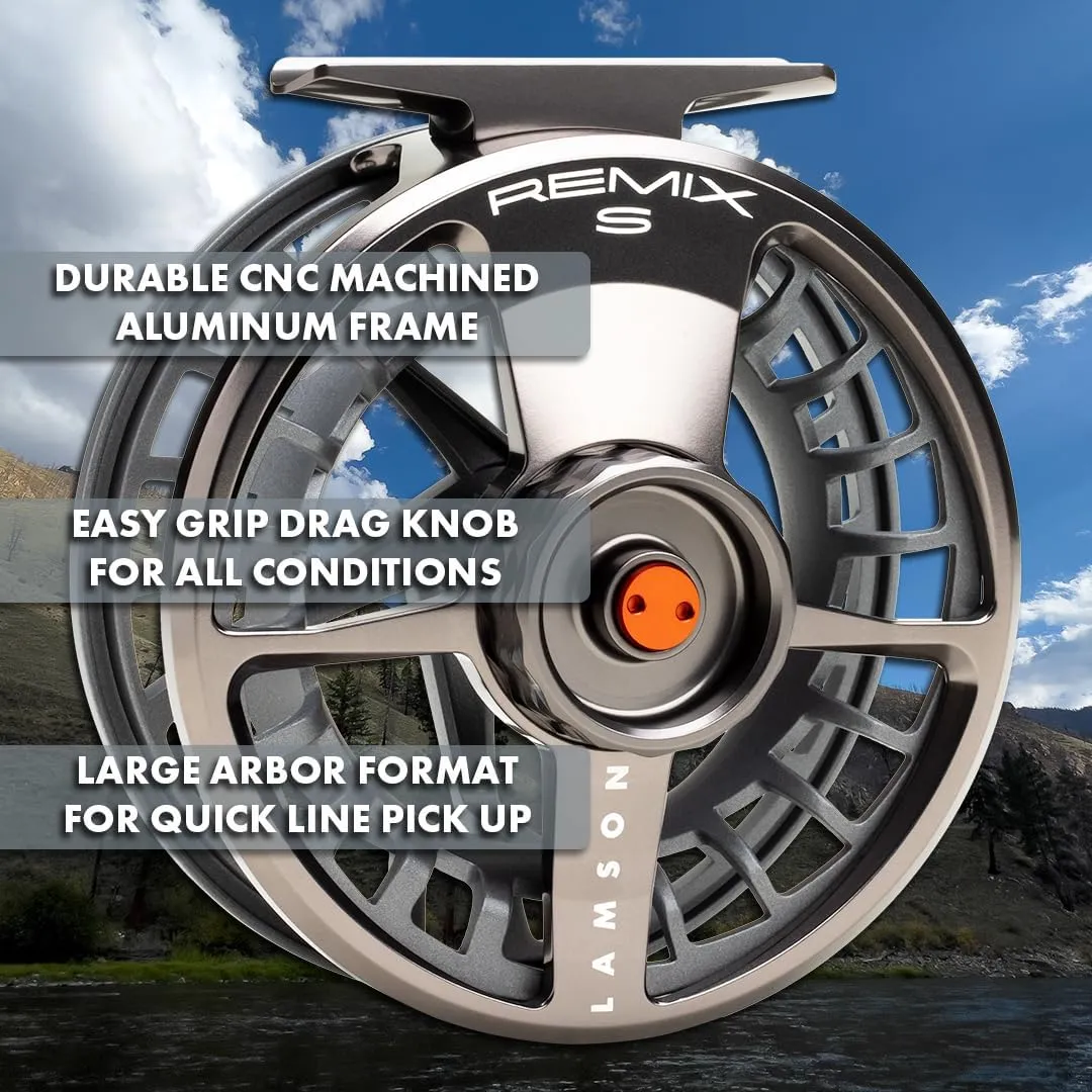 LAMSON | Remix & Remix S-Series Fly Fishing Reels | All-Water | Large Arbor, CNC Machined Frame   Pressure Cast Spool, Durable