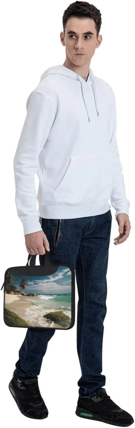 Laptop Sleeve Bag Shockproof Notebook Case Beach Ocean Computer Carrying Case with Shoulder Strap 14 inch