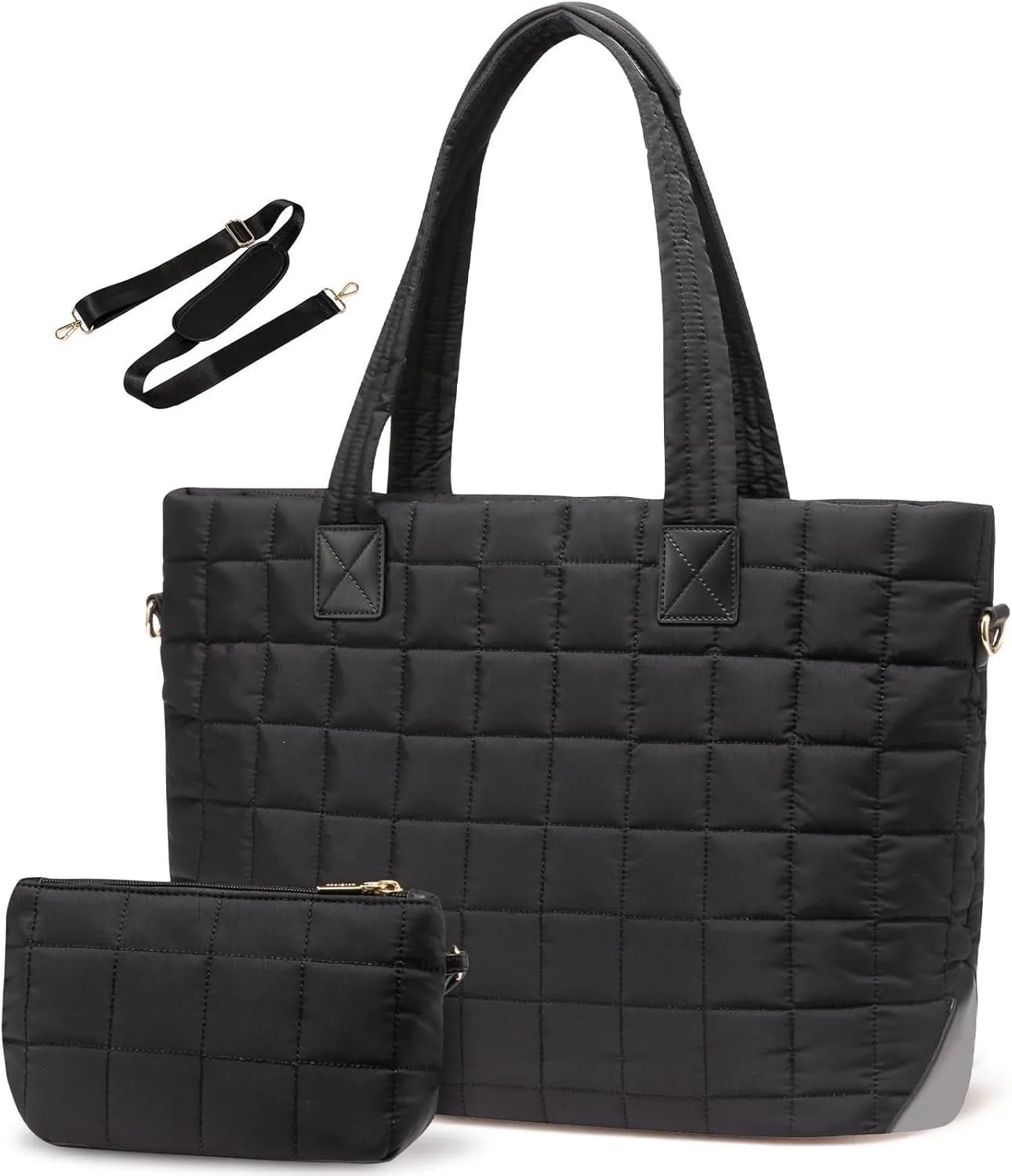 Laptop Tote Bag for Women,Puffer Tote Bag fits 17.3 inch Computer Large Quilted Puffy Work Bag, Top Handle Handbag