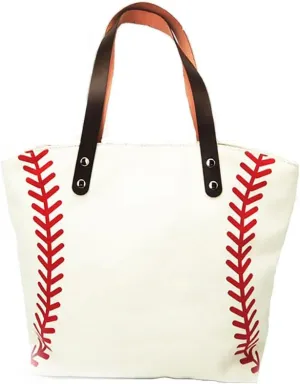 Large Baseball Tote Bag Sports Printing Utility Top Handle Shoulder Bag Canvas Sport Travel Beach for Women Gifts