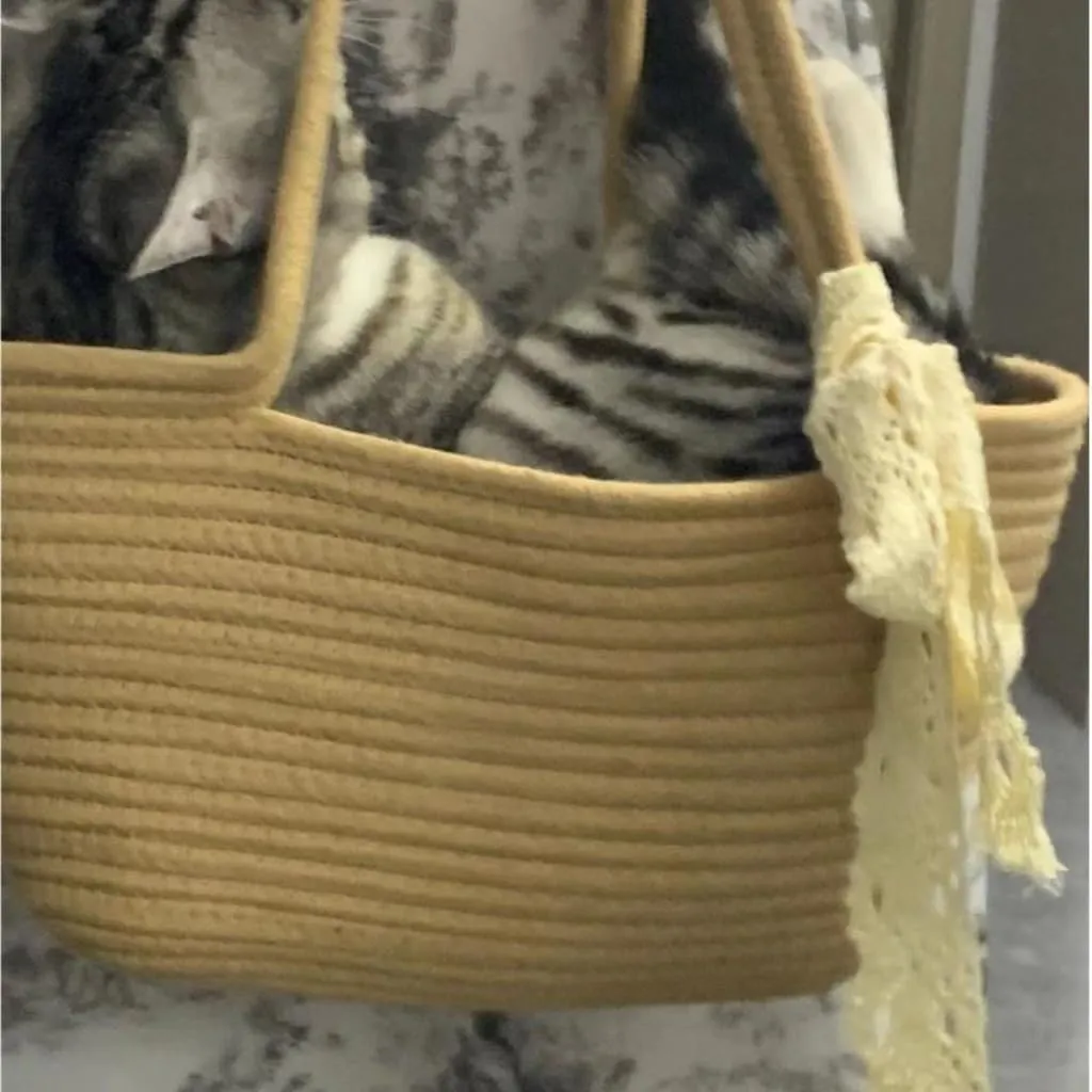 Large capacity Bag Casual Straw Handbag with Ribbon Decoration: Add a Sense of Comfort to Outings Ladies shoulder Bag