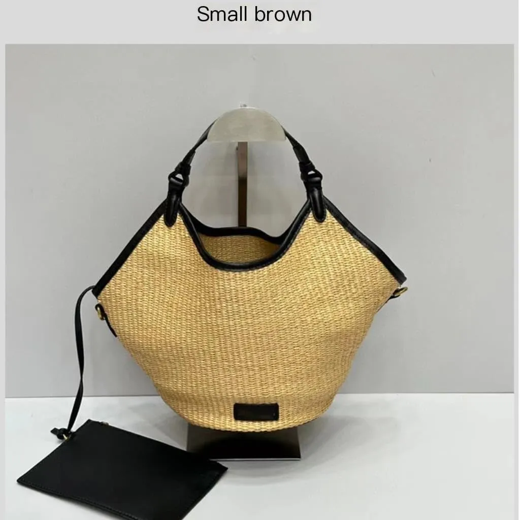 Large capacity Bag Niche Raffia Bucket Bag 2024 Summer Straw Beach Tote Bag Large Bag Holiday Beach Bag Ladies shoulder Bag(Large)