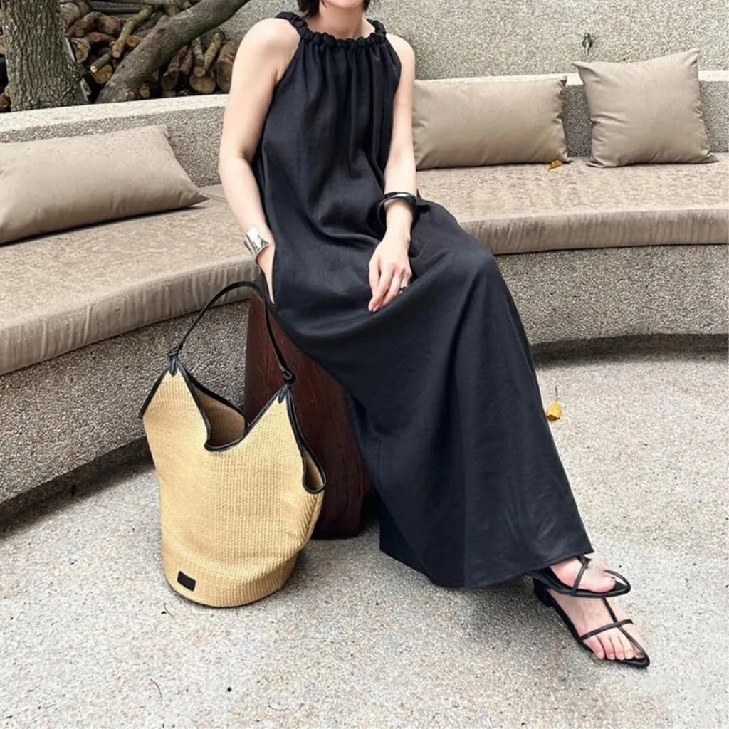 Large capacity Bag Niche Raffia Bucket Bag 2024 Summer Straw Beach Tote Bag Large Bag Holiday Beach Bag Ladies shoulder Bag(Large)