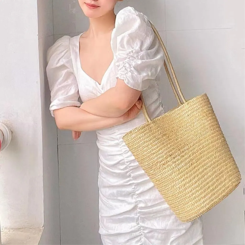 Large capacity Bag Simple and Practical Straw Handbag: Enjoy Leisure Time Ladies shoulder Bag(B)