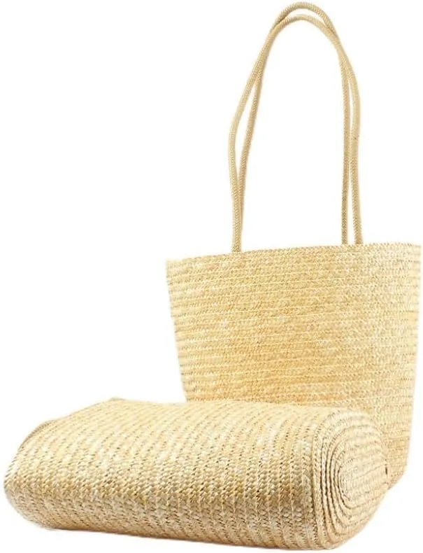 Large capacity Bag Simple and Practical Straw Handbag: Enjoy Leisure Time Ladies shoulder Bag(B)