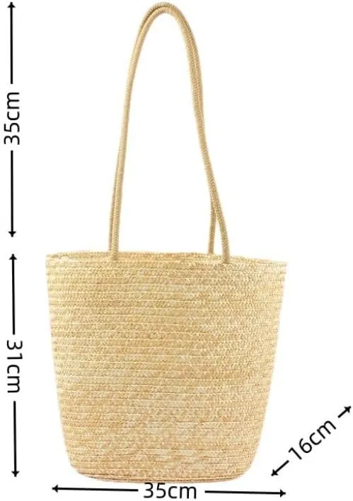 Large capacity Bag Simple and Practical Straw Handbag: Enjoy Leisure Time Ladies shoulder Bag(B)