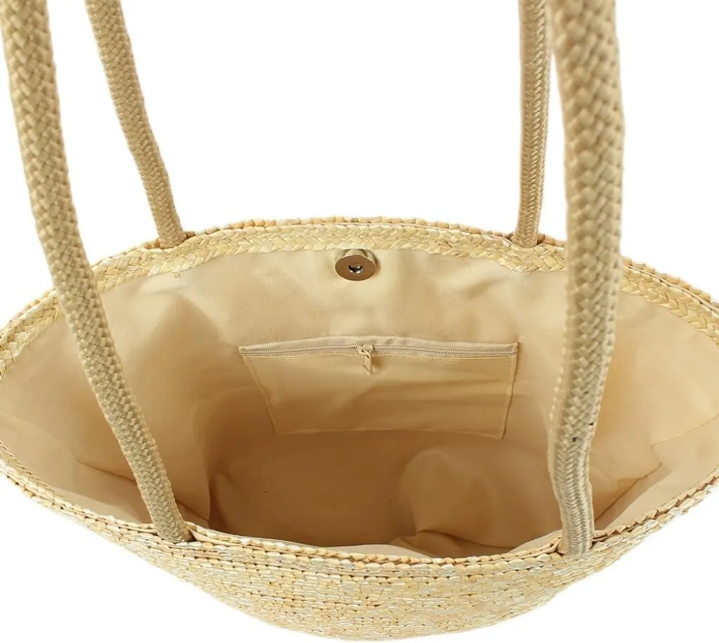 Large capacity Bag Simple and Practical Straw Handbag: Enjoy Leisure Time Ladies shoulder Bag(B)