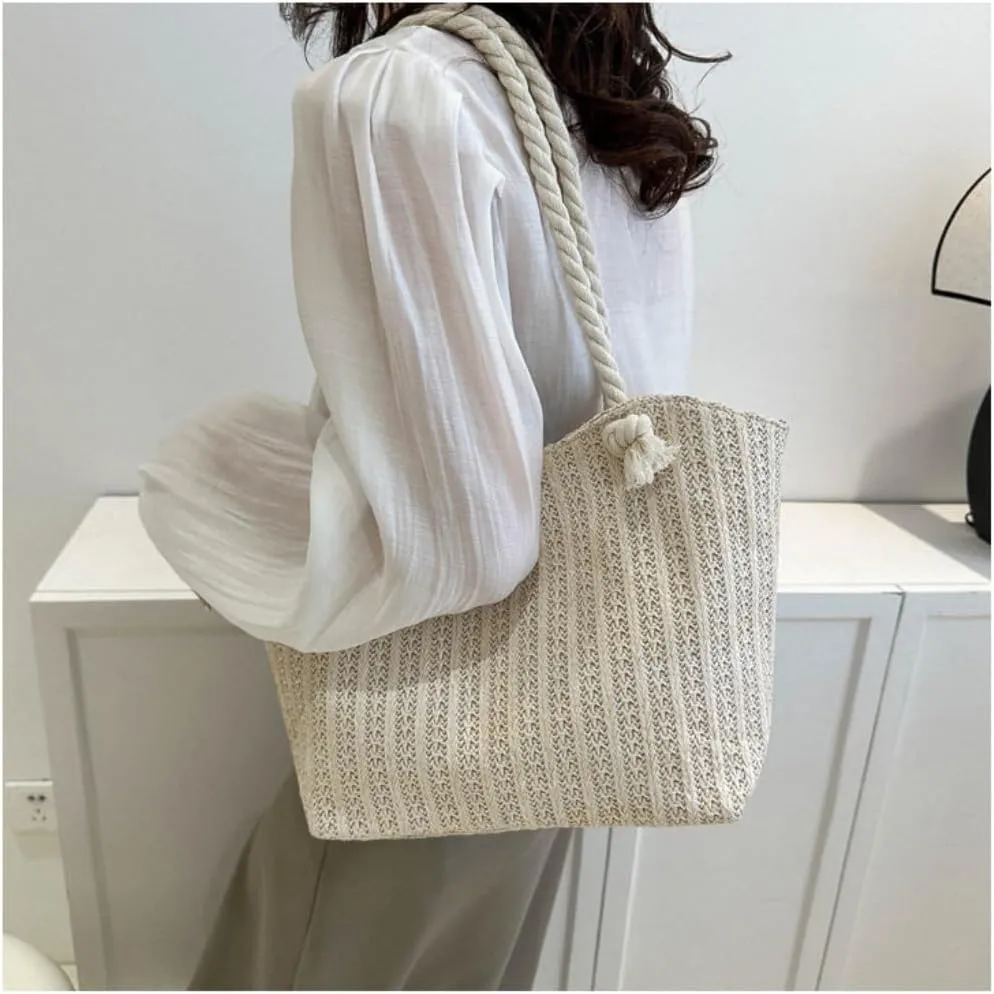 Large capacity Bag Simple and Practical Straw Handbag: Start a Cozy Daily Life Ladies shoulder Bag