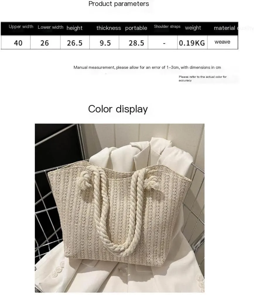 Large capacity Bag Simple and Practical Straw Handbag: Start a Cozy Daily Life Ladies shoulder Bag