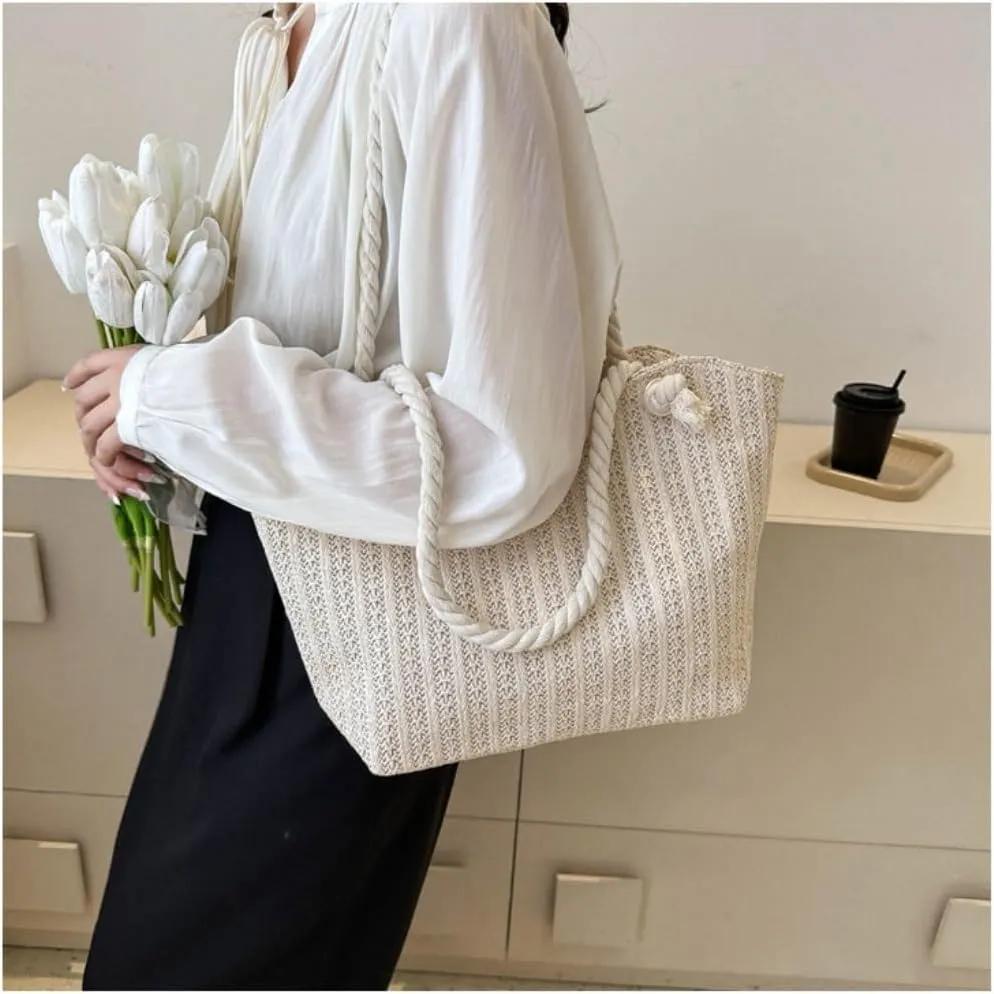 Large capacity Bag Simple and Practical Straw Handbag: Start a Cozy Daily Life Ladies shoulder Bag
