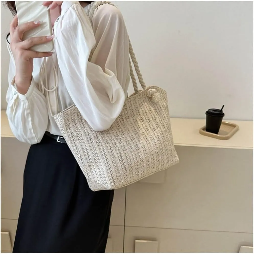 Large capacity Bag Simple and Practical Straw Handbag: Start a Cozy Daily Life Ladies shoulder Bag