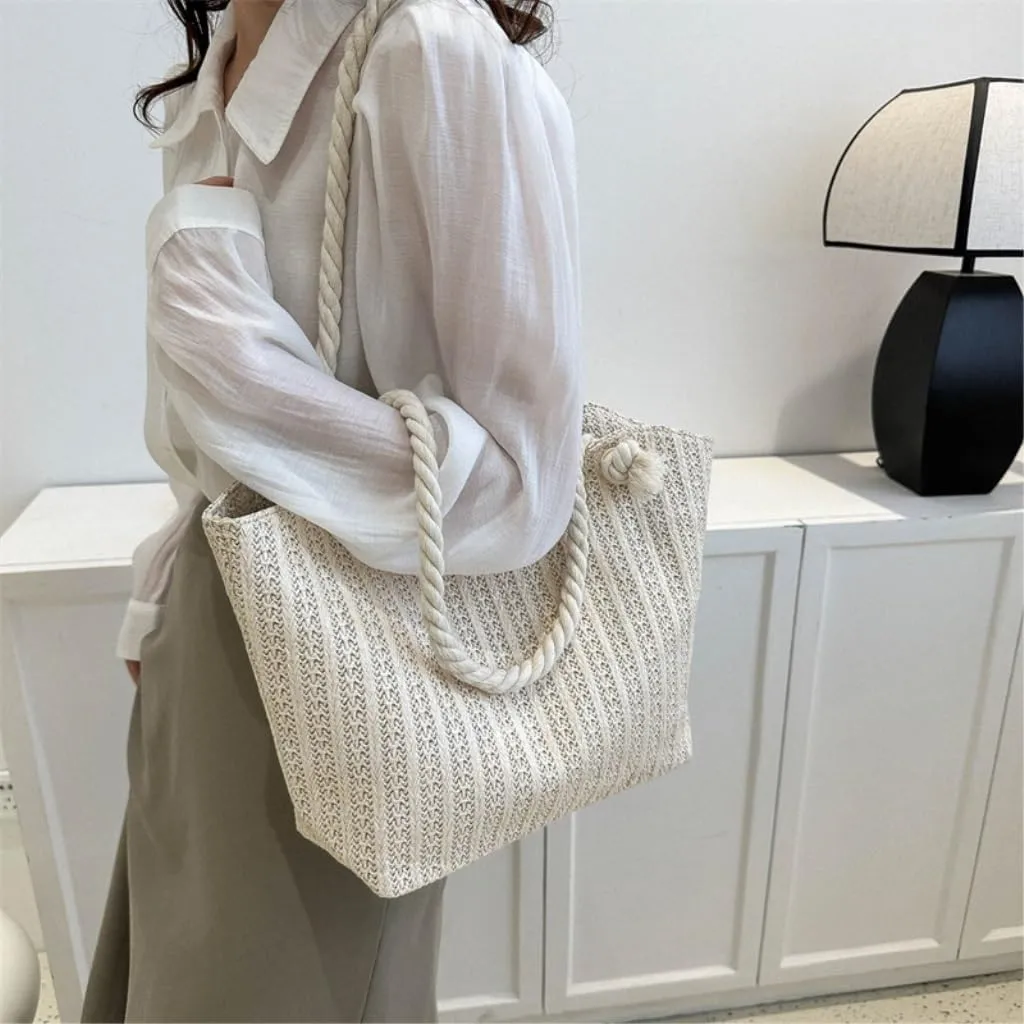 Large capacity Bag Simple and Practical Straw Handbag: Start a Cozy Daily Life Ladies shoulder Bag