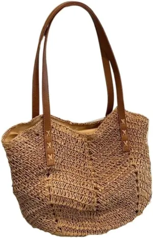 Large capacity Bag Simple and Stylish Straw Handbag, Essential for Leisure and Vacation Ladies shoulder Bag
