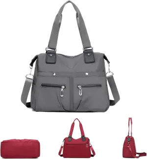 Large Capacity Waterproof Multi Pocket Nylon Shoulder Bag, Crossbody Travel Messenger Bag, Nylon Tote Bag